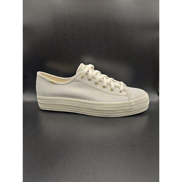 Keds Triple Kick Slip On Women 9.5 Shoes Gold Metallic Platform Loafers Coquette - Picture 2 of 9